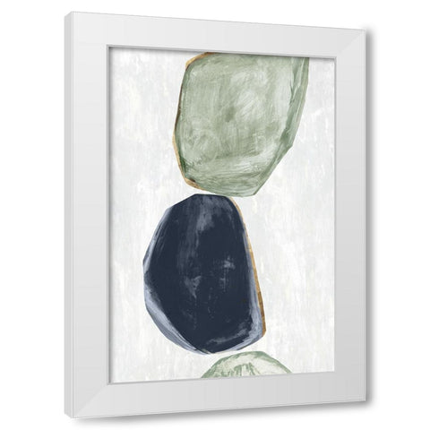 Stones II Blue Version White Modern Wood Framed Art Print by Reeves, Tom