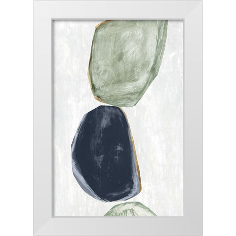 Stones II Blue Version White Modern Wood Framed Art Print by Reeves, Tom