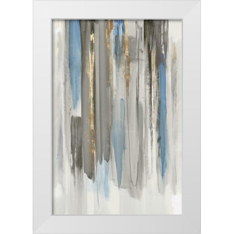 Blue Abstract Lines I  White Modern Wood Framed Art Print by Reeves, Tom