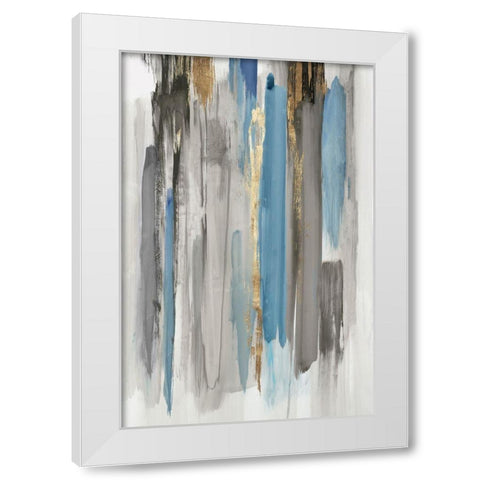 Blue Abstract Lines II White Modern Wood Framed Art Print by Reeves, Tom