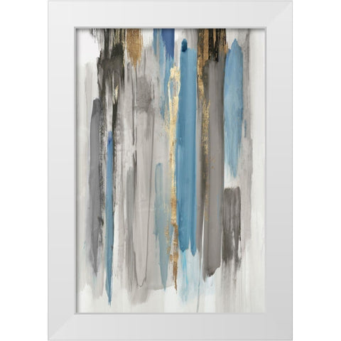 Blue Abstract Lines II White Modern Wood Framed Art Print by Reeves, Tom