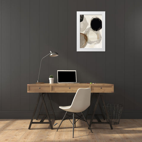 Beige Rings I  White Modern Wood Framed Art Print by Reeves, Tom