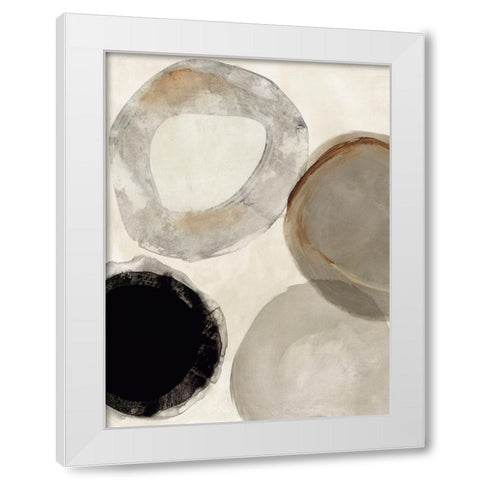 Beige Rings II White Modern Wood Framed Art Print by Reeves, Tom