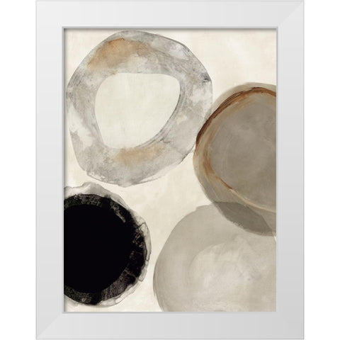 Beige Rings II White Modern Wood Framed Art Print by Reeves, Tom