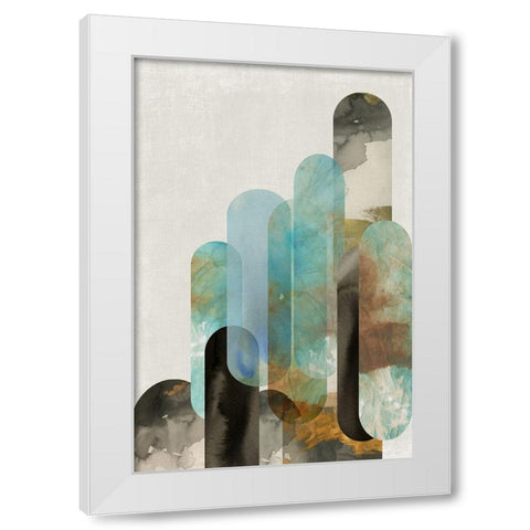 Teal Arches I  White Modern Wood Framed Art Print by Reeves, Tom