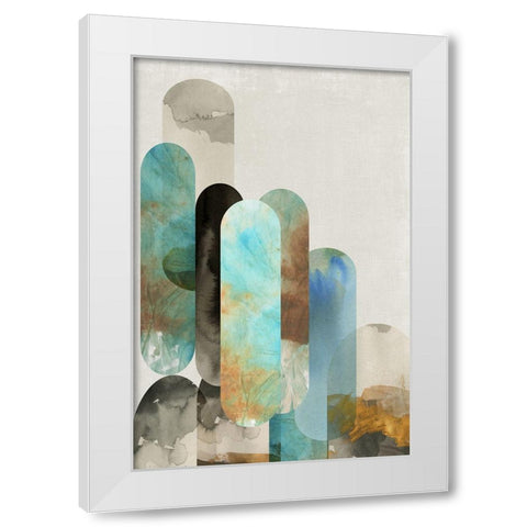 Teal Arches II  White Modern Wood Framed Art Print by Reeves, Tom