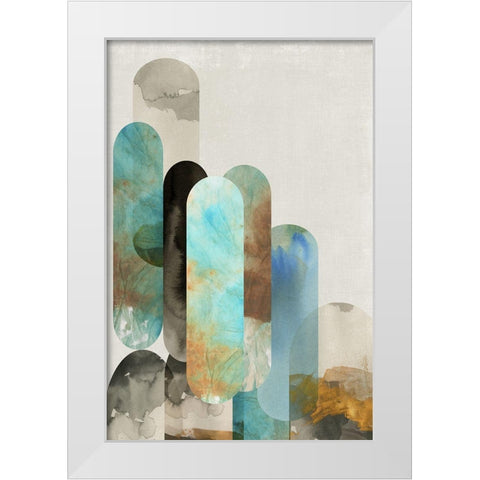 Teal Arches II  White Modern Wood Framed Art Print by Reeves, Tom