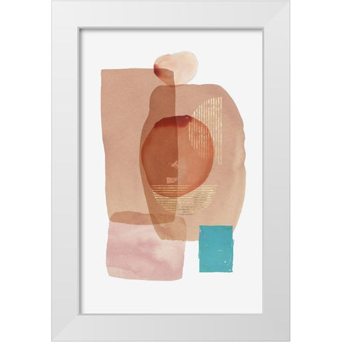 Pink Colour Blocks I  White Modern Wood Framed Art Print by Reeves, Tom