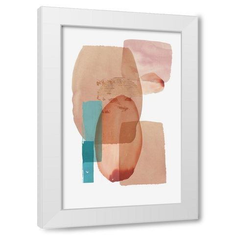 Pink Colour Blocks II  White Modern Wood Framed Art Print by Reeves, Tom