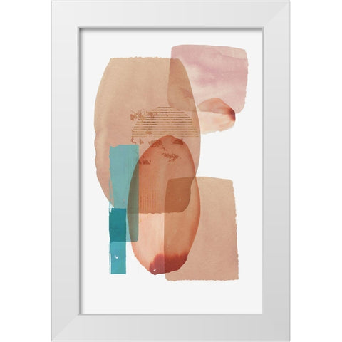 Pink Colour Blocks II  White Modern Wood Framed Art Print by Reeves, Tom