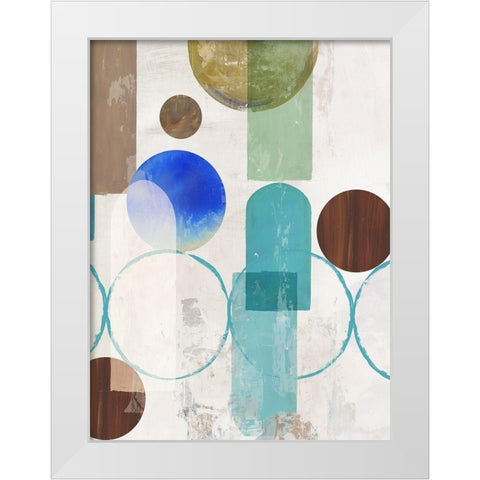 Blue Pieces Togehter II  White Modern Wood Framed Art Print by Reeves, Tom