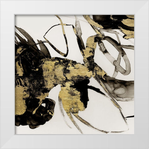 Gestural Black and Gold I  White Modern Wood Framed Art Print by Reeves, Tom