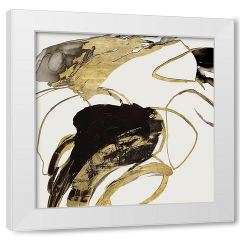 Gestural Black and Gold II White Modern Wood Framed Art Print by Reeves, Tom