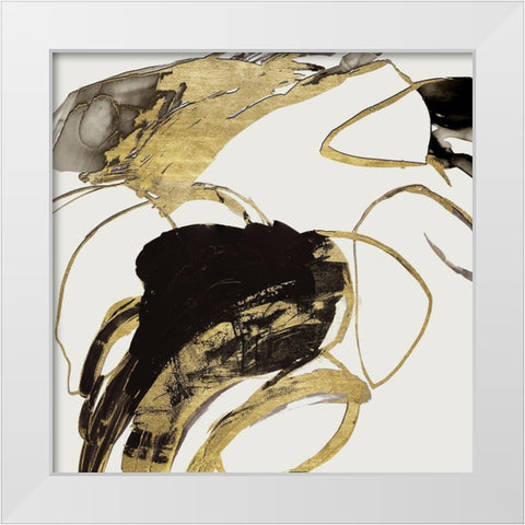 Gestural Black and Gold II White Modern Wood Framed Art Print by Reeves, Tom