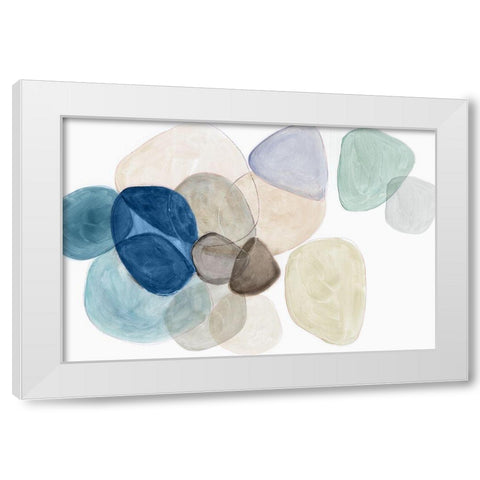 Blue Bubbles Merge I  White Modern Wood Framed Art Print by Reeves, Tom