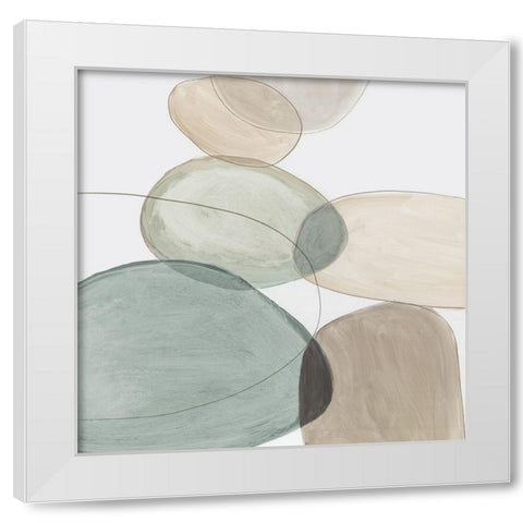 Pebble Stones I  White Modern Wood Framed Art Print by Reeves, Tom