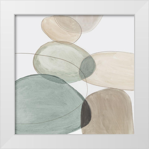 Pebble Stones I  White Modern Wood Framed Art Print by Reeves, Tom