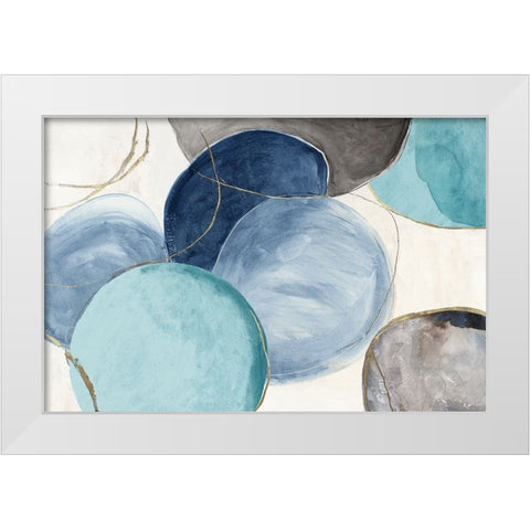 Blue Geo Blob White Modern Wood Framed Art Print by Reeves, Tom