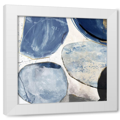 Overlapping Blue Shapes II White Modern Wood Framed Art Print by Reeves, Tom