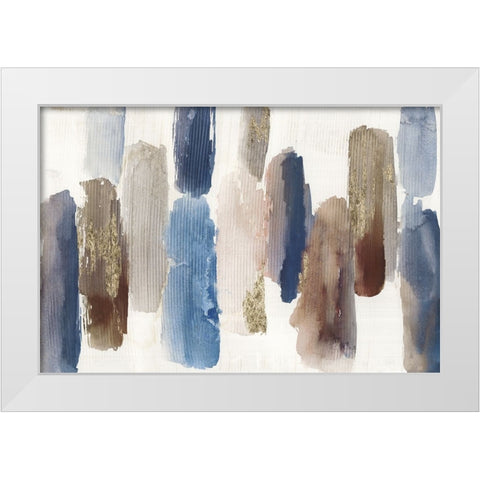 Blue Harmony Shapes White Modern Wood Framed Art Print by Reeves, Tom