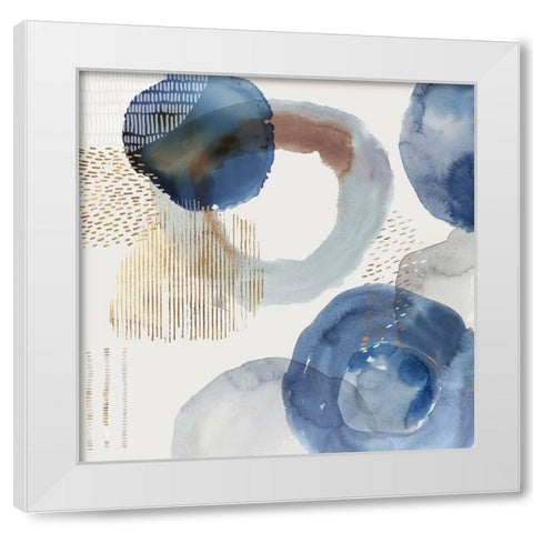 Blue Watercolour Rings I White Modern Wood Framed Art Print by Reeves, Tom
