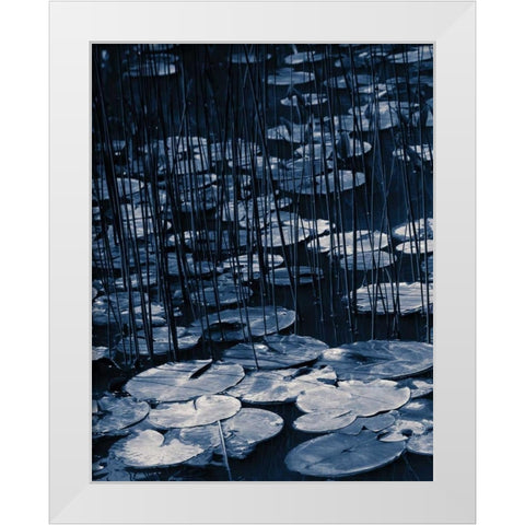 Lilly Pond Blue I White Modern Wood Framed Art Print by Cozart, Rebecca
