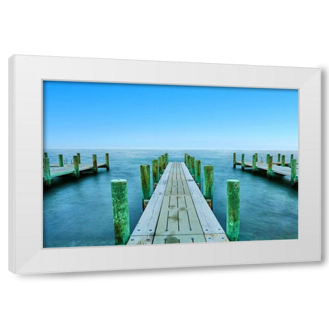 Three Piers White Modern Wood Framed Art Print by McLoughlin, James