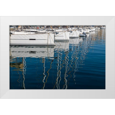 Marseille Boats I White Modern Wood Framed Art Print by Silver, Richard