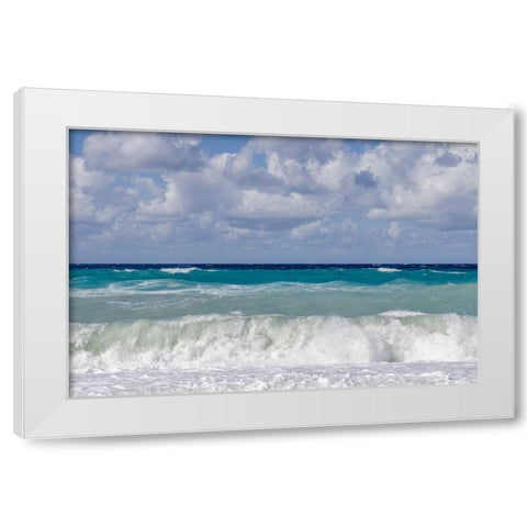 Crashing Blue Waves White Modern Wood Framed Art Print by Silver, Richard