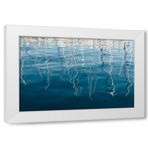 Boat Sails Reflections  White Modern Wood Framed Art Print by Silver, Richard