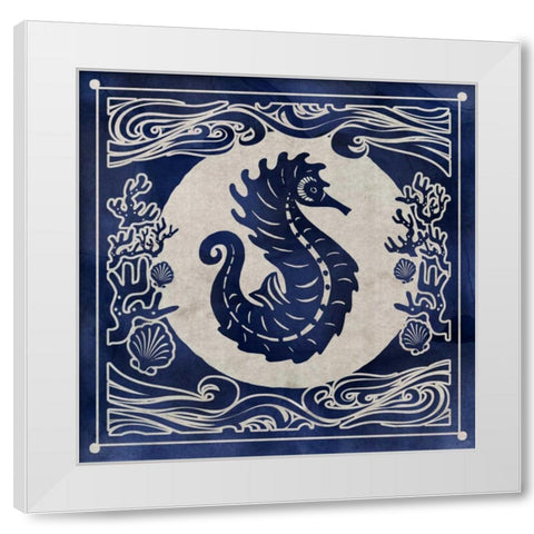 Ink Seahorse White Modern Wood Framed Art Print by Selkirk, Edward