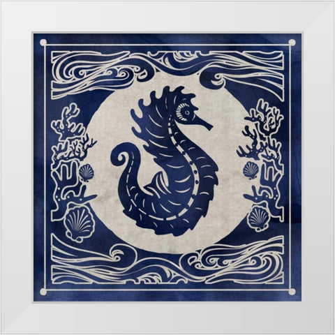 Ink Seahorse White Modern Wood Framed Art Print by Selkirk, Edward