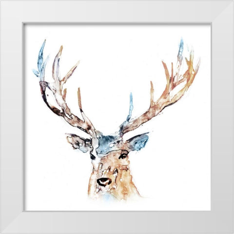 Watercolour Reindeer White Modern Wood Framed Art Print by Selkirk, Edward