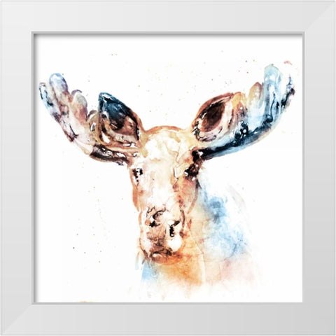 Watercolour Moose White Modern Wood Framed Art Print by Selkirk, Edward
