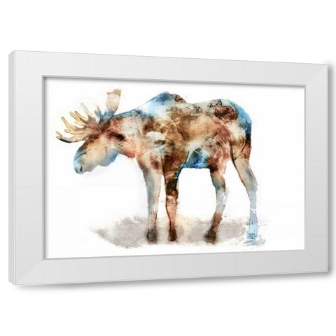 Moose White Modern Wood Framed Art Print by Selkirk, Edward