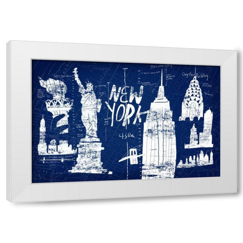 New York Blue White Modern Wood Framed Art Print by Selkirk, Edward