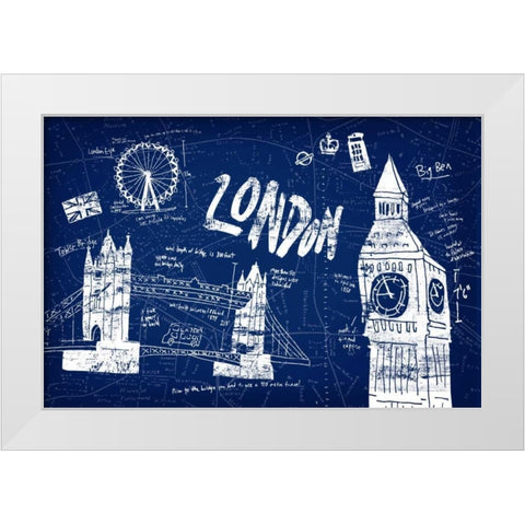 London Blue White Modern Wood Framed Art Print by Selkirk, Edward