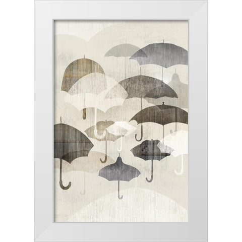 Umbrella Rain II White Modern Wood Framed Art Print by Selkirk, Edward