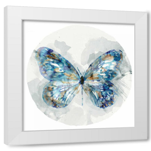 Indigo Butterfly III White Modern Wood Framed Art Print by Selkirk, Edward