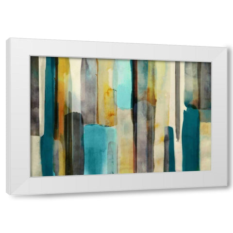 Woven in Teal - Mini White Modern Wood Framed Art Print by Selkirk, Edward