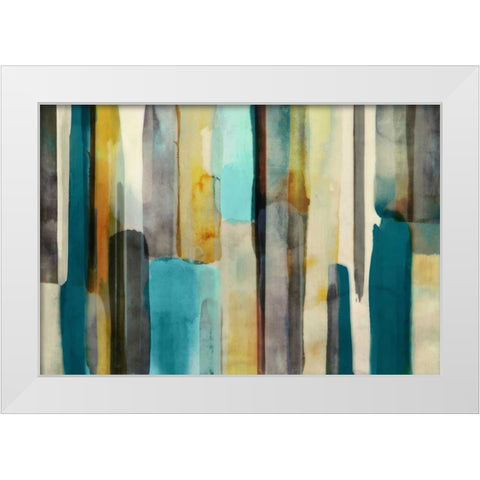 Woven in Teal - Mini White Modern Wood Framed Art Print by Selkirk, Edward