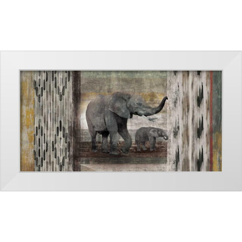 Tribal Elephants White Modern Wood Framed Art Print by Selkirk, Edward