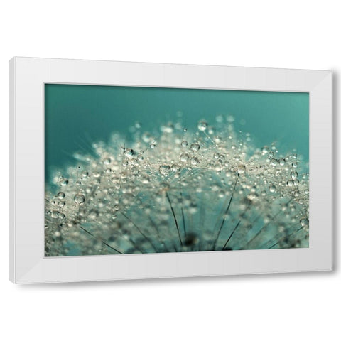 Cyan Sparkles White Modern Wood Framed Art Print by Johnstone, Sharon