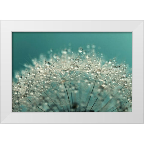 Cyan Sparkles White Modern Wood Framed Art Print by Johnstone, Sharon