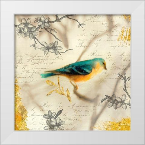 Backyard Birds I White Modern Wood Framed Art Print by Theodosiou, Matina
