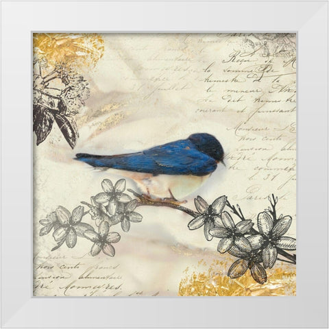 Backyard Birds II White Modern Wood Framed Art Print by Theodosiou, Matina