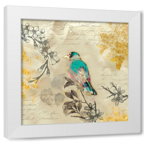 Backyard Birds III White Modern Wood Framed Art Print by Theodosiou, Matina