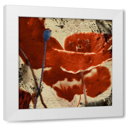 Poppy Love I White Modern Wood Framed Art Print by Theodosiou, Matina