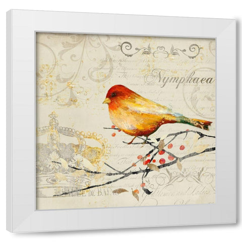 Sing Song Bird II White Modern Wood Framed Art Print by Theodosiou, Matina