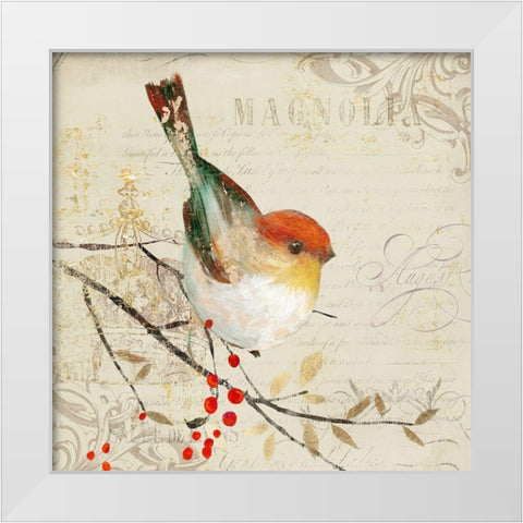 Bird for Laura III White Modern Wood Framed Art Print by Theodosiou, Matina